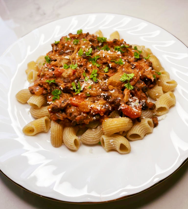 pasta met pulled auberginesaus